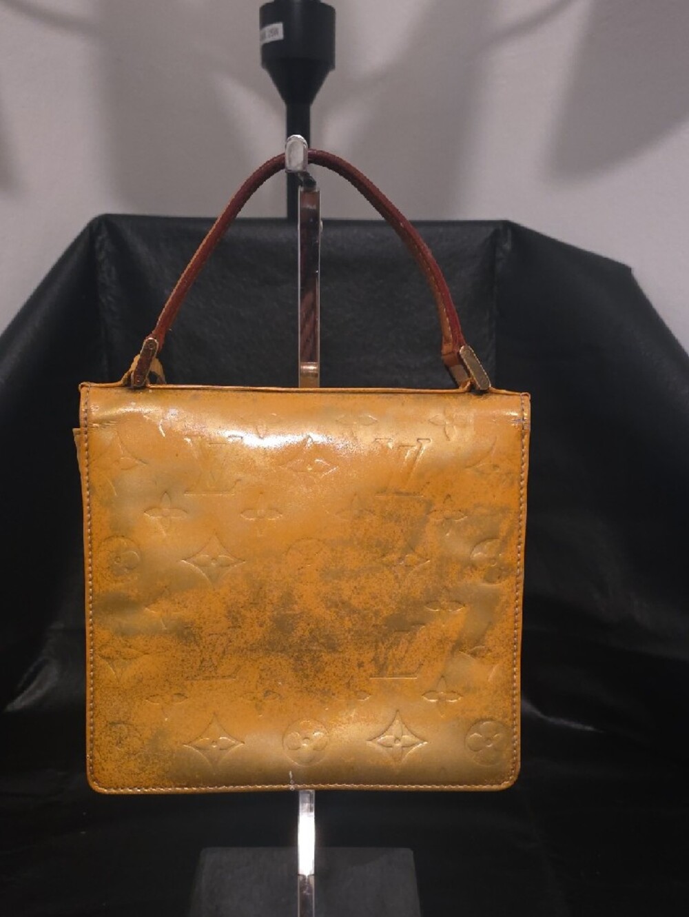Vintage Louis Vuitton Yellow Monogram Vernis Top Handle Satchel with Brown Trim - Picture 2 of 16